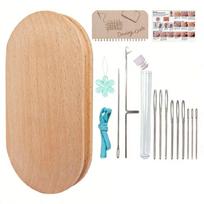 Multipurpose Mending Tool Clothing Repair Set Elliptical Wood Darning Tool with Big Eye Needle for Sweaters Socks Jeans 1 beige