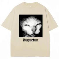 Vintage Funny Ibuprofen Cat Meme Graphic  Womens Harajuku Short Sleeve Casual Womens Tshirt Clothing Street Aesthetic Clothes 3XL black