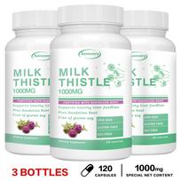 Milk thistle capsules, 1000mg, containing milk thistle and dandelion root extract, easily absorbed, suitable for both men and women. 120*3