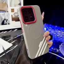 Fro VIVO IQOO 15 15R 15 Ultra three-stripe photo texture solid color magnetic anti-drop and anti-fingerprint phone cas For IQOO 15R gray