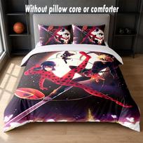 Miraculous Ladybug Design Bed Bedding Set 1 Duvet Cover + 2 Pillowcases Soft Breathable Household Bed Linens 135cm*200cm white