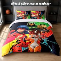 Miraculous Ladybug Design Bed Bedding Set 1 Duvet Cover + 2 Pillowcases Soft Breathable Household Bed Linens 135cm*200cm