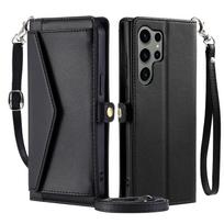 Crossbody Cards Solt Wallet Leather Case For Samsung Galaxy S24 Ultra S23 Plus S22 S21 A55 A25 A15 A35 A16 Strap Pocket Cover For Samsung S22 juoda