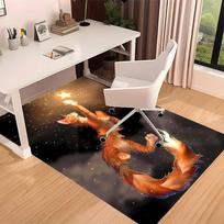 1pc Warrior Cats Print Area Rug - Soft, Washable Non-Slip Indoor Mat for Office Chairs, Living Room, Home Office Decorative Rug 80cmx120cm