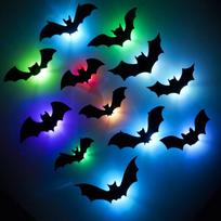 3D Bat Halloween Decorations Glow-In-The-Dark Stickers Spooky Scene Decorations Wall Stickers blue