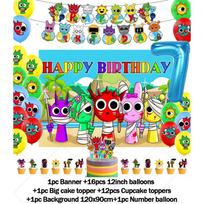Incredibox-Sprunki Theme Kids Birthday Party Decoration Supplies Latex Balloon Cake Topper Background Banner Baby Shower Gifts