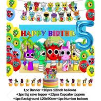 Incredibox-Sprunki Theme Kids Birthday Party Decoration Supplies Latex Balloon Cake Topper Background Banner Baby Shower Gifts