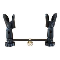 Two Mics Stand Adapter Clip with Split Holder Structure, Threaded Connector Mount, Black Mics Support for Meeting Rooms and Recording Layouts 1 black