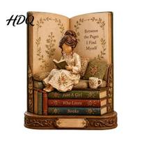 Decorative Wood Signs for Readers Wooden Reading Girl Figurine Book Lovers Personalized Desktop Bookshelf Decor with Room Shelf Ornaments Stacked 15cm A