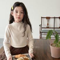 Kids Girls Long Sleeve Solid Ruffle Collar Casual Inner Base Layer Top 160cm abrikosas