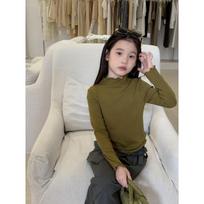 Kids Girls Long Sleeve Solid Ruffle Collar Casual Inner Base Layer Top 170cm žalia