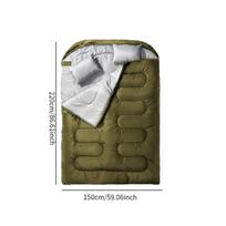 Adult Double Sleeping Bag for Camping And Backpacking, Waterproof Design Two žalia