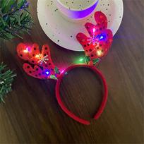 Kalėdinė galvos juosta Šiaurės elnių ragai Hair Hoop Luminous Hair Band Kalėdiniai galvos apdangalai moterims merginų festivalio vakarėliui plaukų aksesuarai red