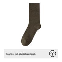Men’s Odor-Resistant Mid-Calf Cotton Socks: Solid Color, Loose-Fit, Antibacterial, Long, Autumn/Winter Business Wear One Size (40-45) gray