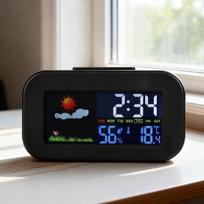 Skaitmeninis LED laikrodis Orai Prognozės Laikrodis Namų Vidaus Tylus Temperatūra Drėgmė Kalendorius Elektroninis Žadintuvas su Apšvietimu gray