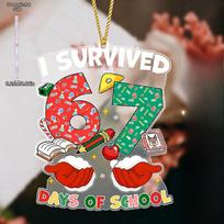 I Survived 67 Days of School , No Electricity Needed, Back To School Theme, Hanging Style, Nurseries, Vintage Home Decor Wall for Bar Kitchen, Resta 8*8cm gray