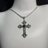 Y2K Punk Crystal Big Cross pakabukai kaklo papuošalai moterims. juoda