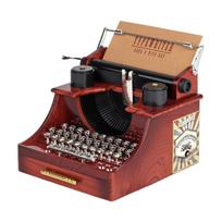 Melodies Playing Decorative Nostalgic Typewriter Music Box with Drawer Wind Up Swinging Musical Ornament for Gift Giving 1 black