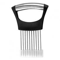 1 Set Onion Holder for Slicing Stainless Steel Potato Tomato Slicing Holder Vegetable Lemon Slicer Chopper Kitchen Gadget juoda