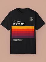 Retro VHS Video Tape Pattern Black T-shirt This Casual T-shirt Is An Ideal Choice for Movie Fans, Showcasing Unique Personali... 5XL įvairiaspalvis