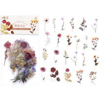 40Pcs/Bag Plant Nature Flower Decorative PVC Sticker Epoxy Resin Crafts Fillers Material for DIY Epoxy Resin Molds Book Decor gray