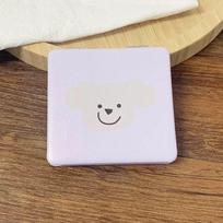 Portable Cartoon Makeup Mirror Double-Sided Little Bear Cosmetics Mirror Mini Square Pocket Mirror beige