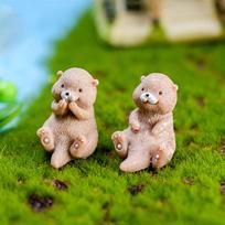Ūdrų figūrėlė Mini namų dekoras Pasakų sodas Lėlių namelis Bonsai ornamentas Ūdrų figūrėlės Gyvūno modelis Dovana Pasidaryk pats A beige