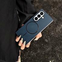 Itin plonas, plonas dėklas Samsung Galaxy Z Fold 6 7 4 3 telefonui, su anglies pluošto tekstūra, magnetinis sulankstomas dangtelis Galaxy Z Fold5 gray