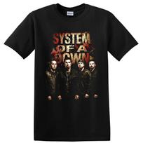 System of a Down Rock Band Portrait T Shirt Distressed Music Fan Alternative S brown