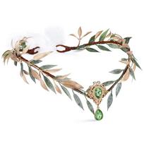Lapų vainikas Elfės galvos juosta Imituoti medžių lapai Cirkonio dekoras Miško girlianda Tiara Retro lengva Elfiškos princesės tiara beige