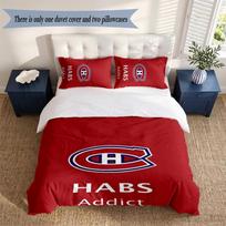 Montreal Canadiens 3‑Piece Bedding Set Soft Microfiber Duvet Cover Pillowcases Comfortable Bed Linen for Bedroom Decoration 140cmx210cm