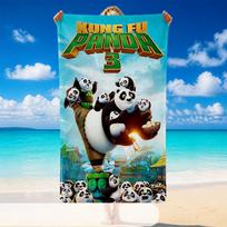 Quick Dry Beach Towel Kung Fu Panda Pattern, Lightweight Absorbent Towel for Pool Beach Vacation Use 70cmx140cm(27x55inch) black