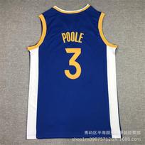 Embroidered Golden State Warriors Jersey 3 Jordan Poole Basketball Uniform Men Women Sportswear Small