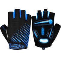 MOREOK Bike Gloves Half Finger MTB Bicycle Gloves 5mm Gel Pads Shock-absorbing Mountain Bike Road Cycling Gloves for Men Women S mėlyna