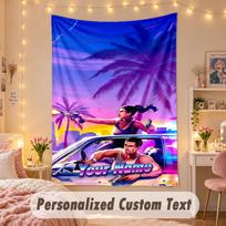 Custom Personalized Tapestry,GTA Print Custom Name Text Wall Art Hanging for Bedroom 100cmx150cm purple