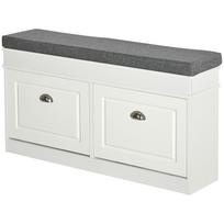 Zapatero Shoe Storage Bench For 8 Pairs Of Shoes With 2 Drawers Adjustable Shelves 104x24x55 Cm White