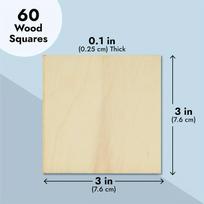3x3 Wood Pieces 60pcs Inch Blank Wooden Squares For Crafts Cutout Tiles For Diy Coasters Painting Engraving Matches the image