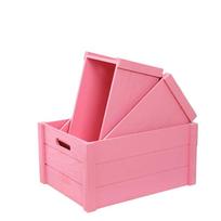 Handle Wood Nesting Storage Crates Wooden Storage Container Farmhouse Style Storage Boxes  Party Pink-S Style 5
