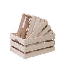 Handle Wood Nesting Storage Crates Wooden Storage Container Farmhouse Style Storage Boxes  Party Nature Color-S 3