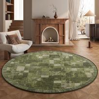 Luxury Round Chenille Rug Living Room Bedroom Area Water Washable Stain Resistant Soft Plush Floor Mat 180x180cm Stain-Resistant Crystal Velvet