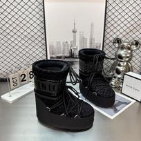 thick-soled Mao Mao moon snow boots women's winter new medium and high tube lace-up cotton shoes non-slip warm ski shoes 36 gray