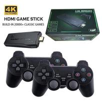 Vaizdo žaidimų konsolė 2.4G dvigubas belaidis valdiklis žaidimų pultelis 4K 10000 žaidimų 64Gb retro žaidimai PS1/GBA Boy Kalėdinė dovana gray
