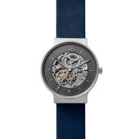 Skagen vyriškas Ancher automatinis laikrodis pilkas ciferblatas odinis 40mm SKW6768 pilka