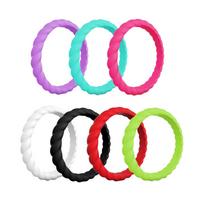 7 Pieces Sports Gym Twist Rubber Band Ring Silicone Wedding Jewelry