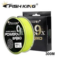 Fishing King 300M 9X sruogų pintas žvejybos valas, daugiagijinis Pe Line, pintas žvejybos valas 3.0-0.26mm-40lb geltona