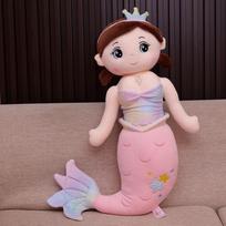 Cute Mermaid Pillow Princess Rag Doll Plush Toy Girl Birthday Gift Aquarium Souvenir 60cm（0.34kg） beige