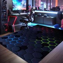 Arcade Alley Kilimas Žaidimų Kambario Kilimas 80-ųjų Kilimas Šviečiantis Kilimas E-Sporto Kilimas Neono Kilimas Žaidėjo Kilimas Svetainei Kilimas Dovana Žaidėjui Žaidėjų Dovanos 40X60CM blue