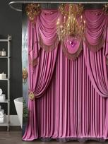 Prabangus Violetinis Aksominis Dušo Užuolaida Skalbiamoji Mašinoje Visų Sezonų Atspari Vandeniui Saugo Jūsų Privatumą Karališkas Dizainas Elegantiškas Greitai Montuojamas W60H190(CM)-1 Pcs pink