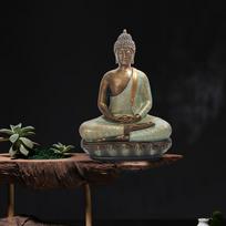 Meditating Buddha Ornament figurine Garden Statue Sculpture Indoor/Outdoor Decor for home and gray