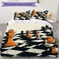 Chess piece Pattern Bedding uilt Set uilt Cover Pillowcase Home Decoration Birthday Gift (1 * duvet cover + 2 * pillowcase  without core) 135x200cm white